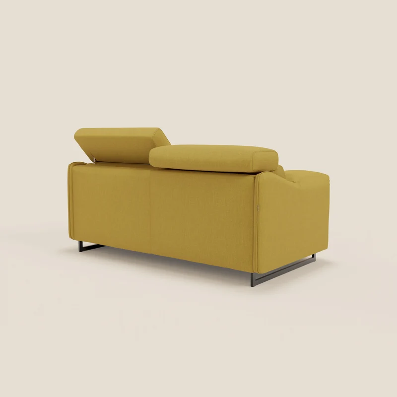 Violetta Canapé convertible matelas H18 cm - têtières réglables et accoudoirs amovibles en tissu imperméable T13 jaune