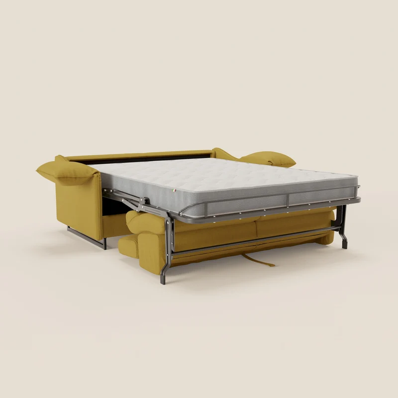 Violetta Canapé convertible matelas H18 cm - têtières réglables et accoudoirs amovibles en tissu imperméable T13 jaune