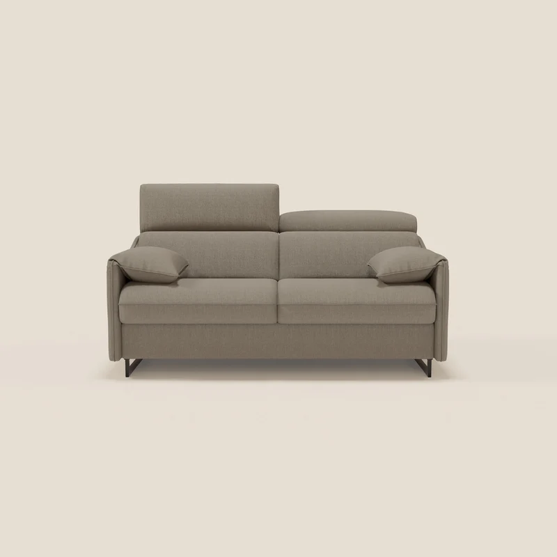 Violetta Canapé convertible matelas H18 cm - têtières réglables et accoudoirs amovibles en tissu imperméable T13 tourterelle