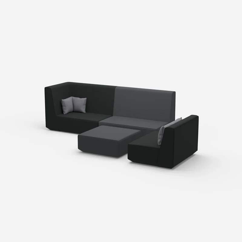 Dreisitzer Sofa mit Sessel und hoher Rückenlehne
