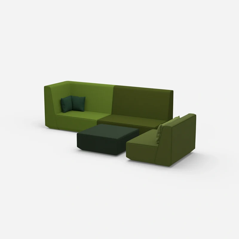 Dreisitzer Sofa mit Sessel und hoher Rückenlehne