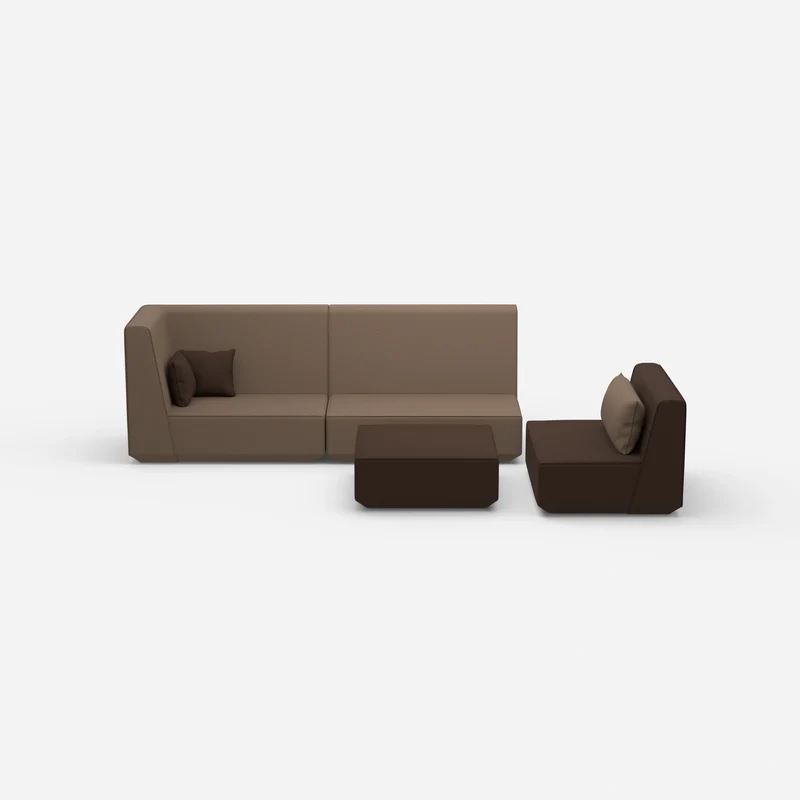 Dreisitzer Sofa mit Sessel und hoher Rückenlehne