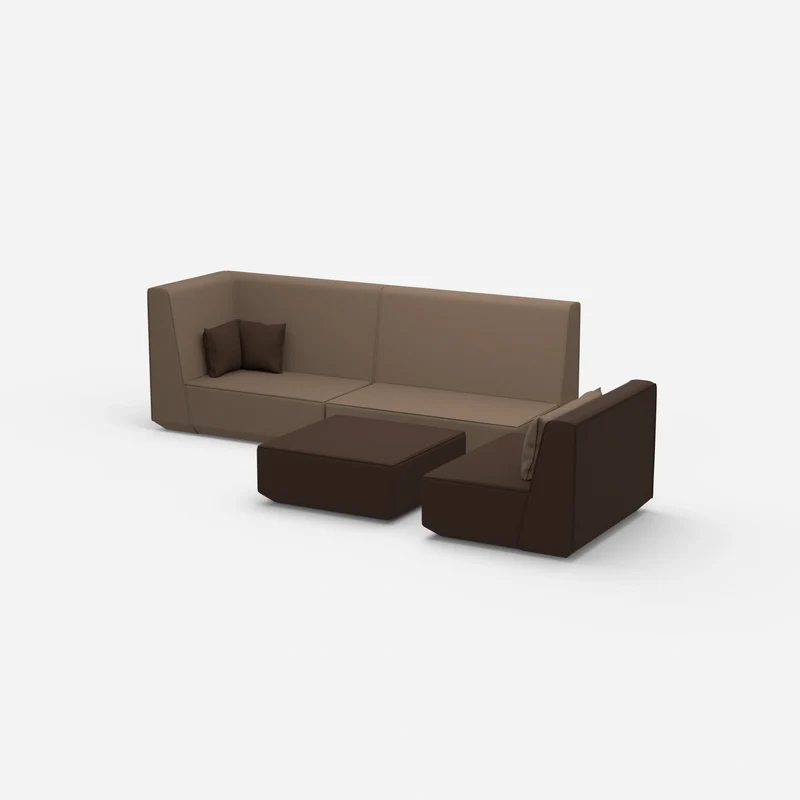 Dreisitzer Sofa mit Sessel und hoher Rückenlehne