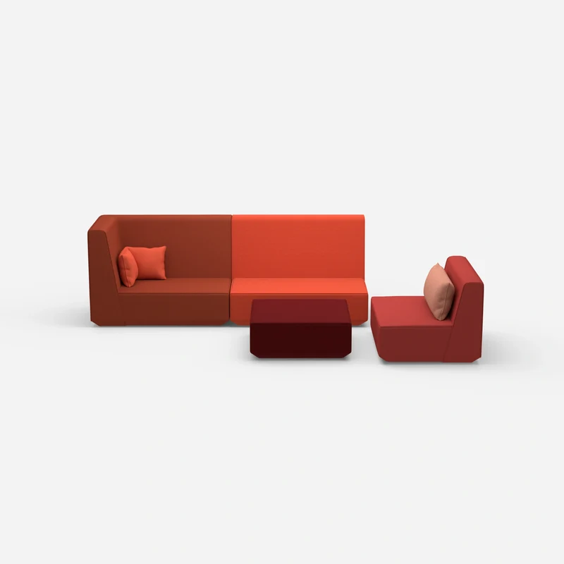 Dreisitzer Sofa mit Sessel und hoher Rückenlehne
