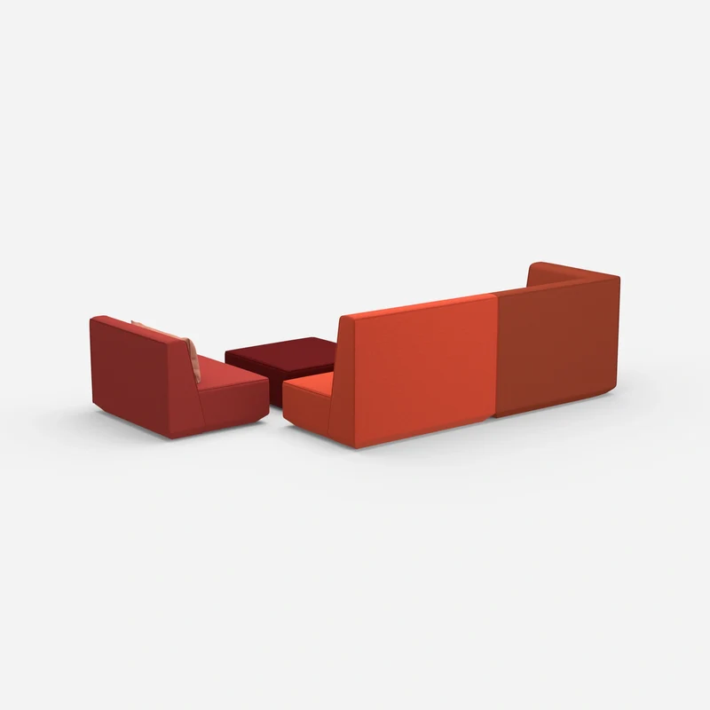 Dreisitzer Sofa mit Sessel und hoher Rückenlehne