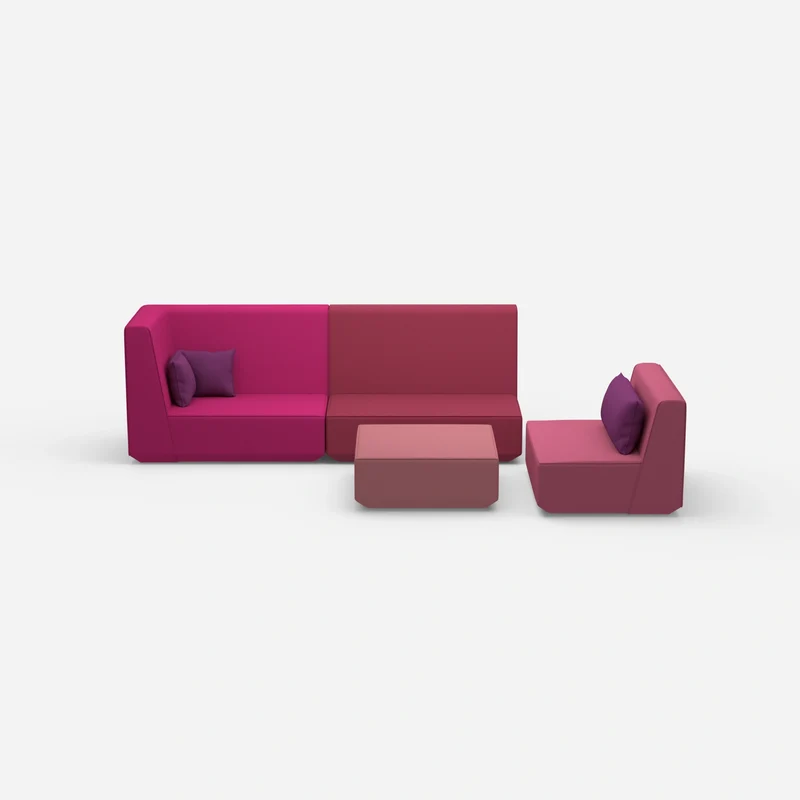 Dreisitzer Sofa mit Sessel und hoher Rückenlehne