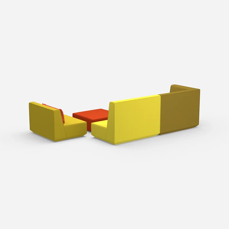 Dreisitzer Sofa mit Sessel und hoher Rückenlehne