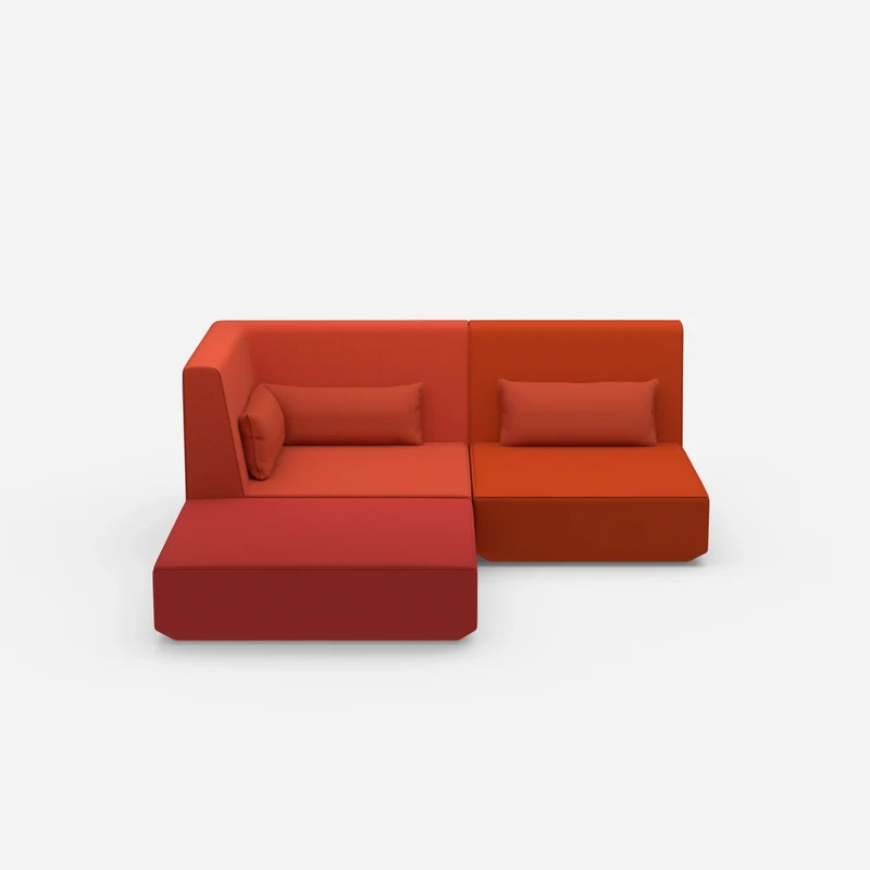 Ecksofa mit tiefer Sitzfläche und hoher Rückenlehne