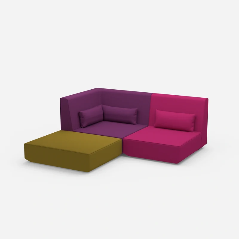 Ecksofa mit tiefer Sitzfläche und hoher Rückenlehne