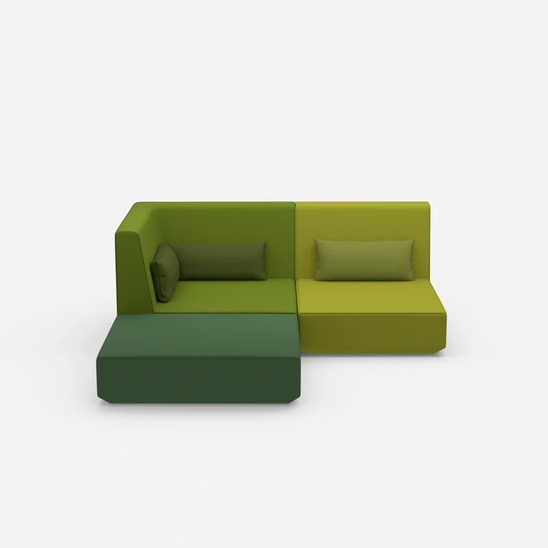 Ecksofa mit tiefer Sitzfläche und hoher Rückenlehne