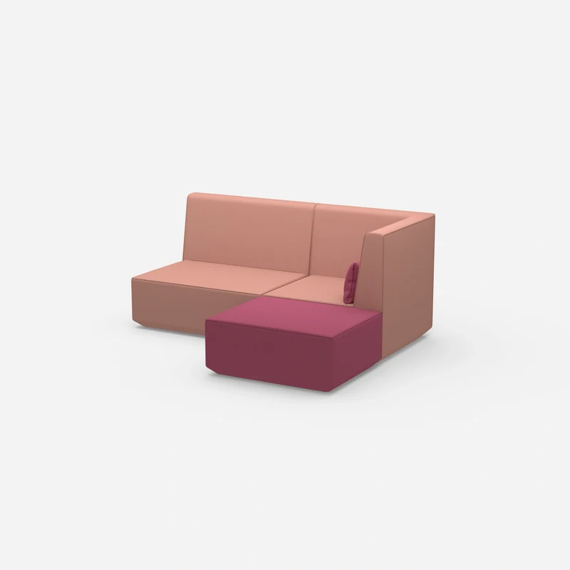 Rosa Ecksofa mit hoher Rückenlehne