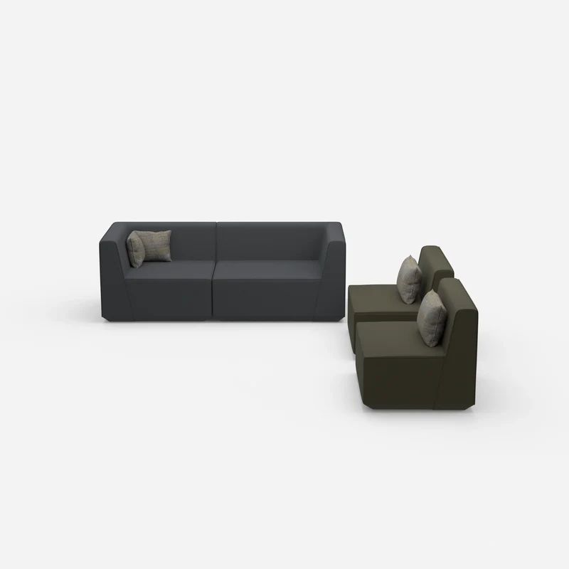 3 Sitzer Sofa mit 2 Sesseln