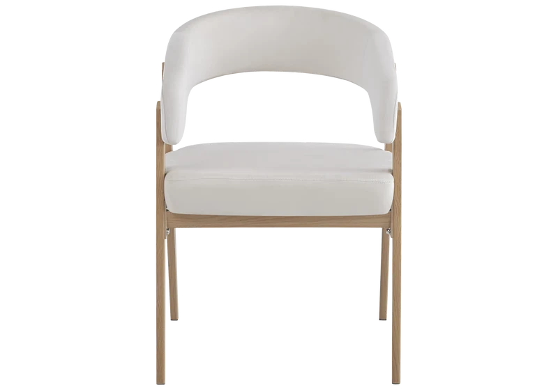 Fauteuil de table velours beige chêne - Oslo x4