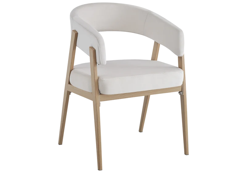 Fauteuil de table velours beige chêne - Oslo x4