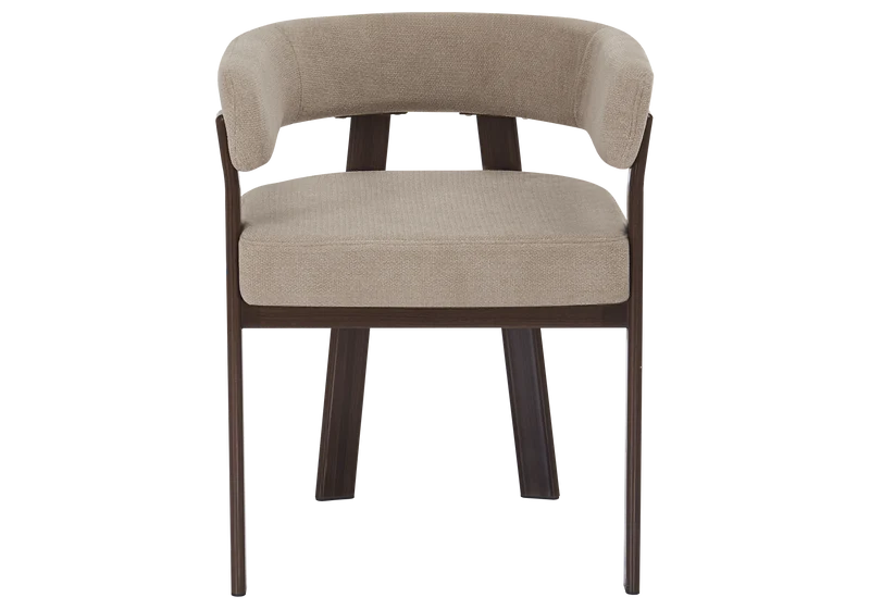 Fauteuil de table bouclé taupe noyer - Mura x4