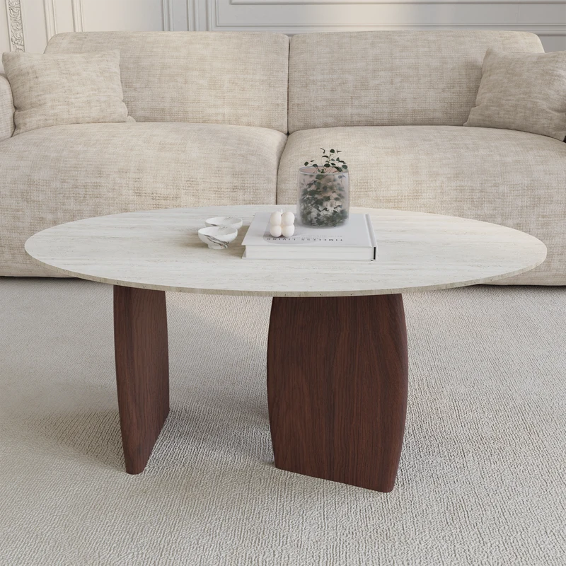 Table basse Bali céramique aspect travertin