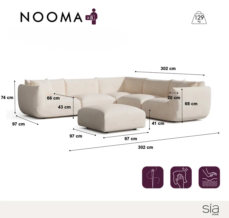 Canapé d'angle panoramique modulable 8 places NOOMA