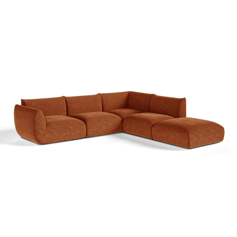 Canapé grand angle droit modulable 7 places NOOMA terracotta