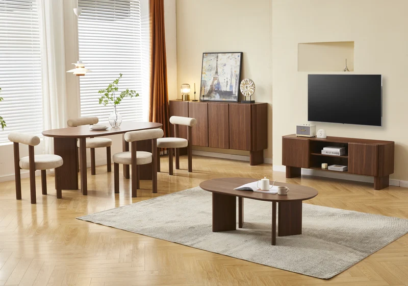 Buffet 4 portes noyer Japandi - Oris