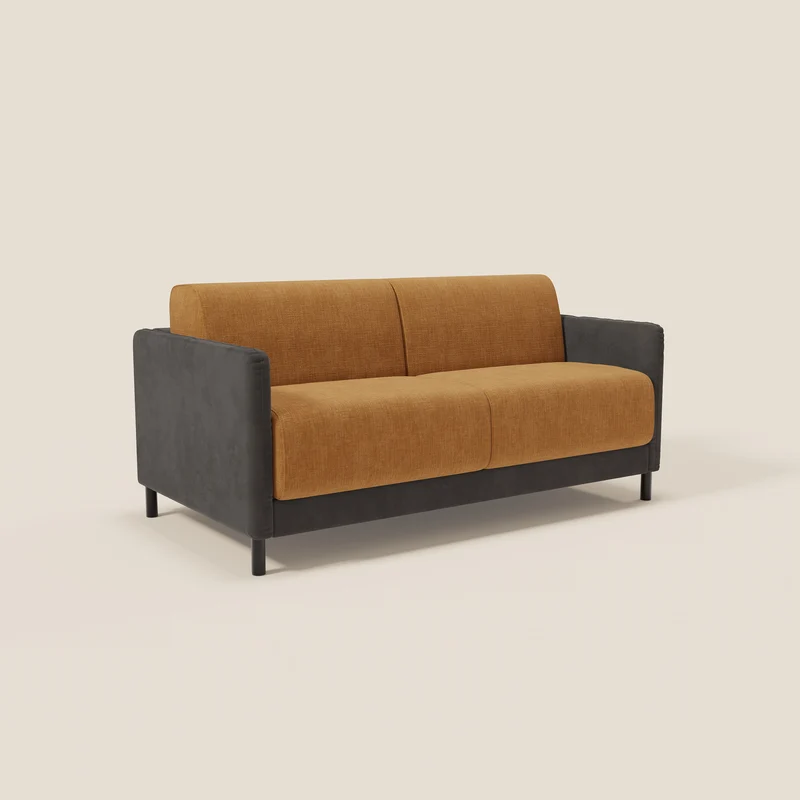 Narciso canapé convertible design avec matelas H18 cm, bicolor, structure en microfibre antitache et revêtement en élégant tissu imperméable T06 noir - ocre
