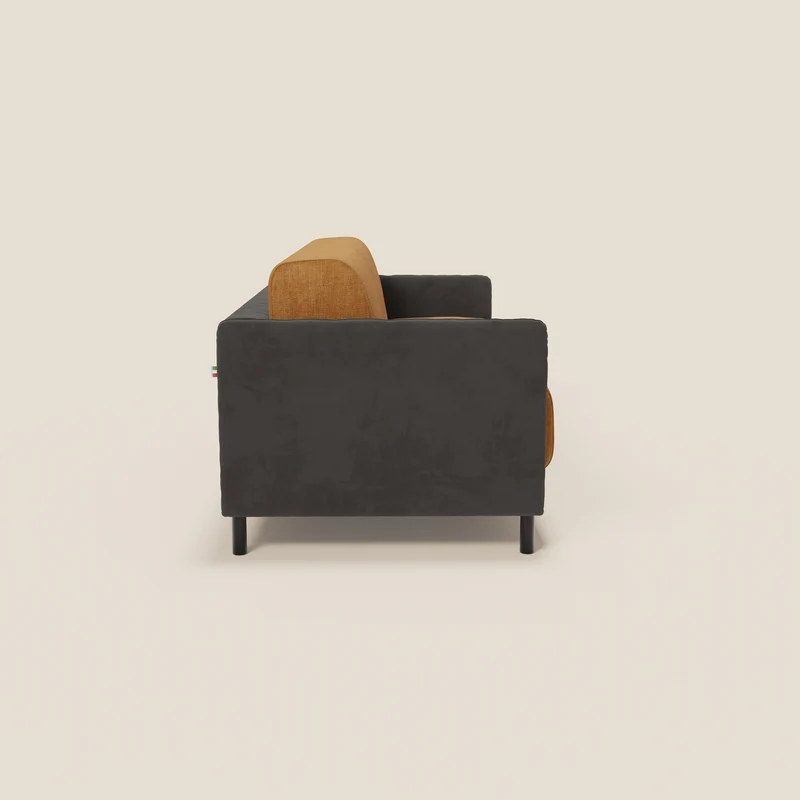 Narciso canapé convertible design avec matelas H18 cm, bicolor, structure en microfibre antitache et revêtement en élégant tissu imperméable T06 noir - ocre