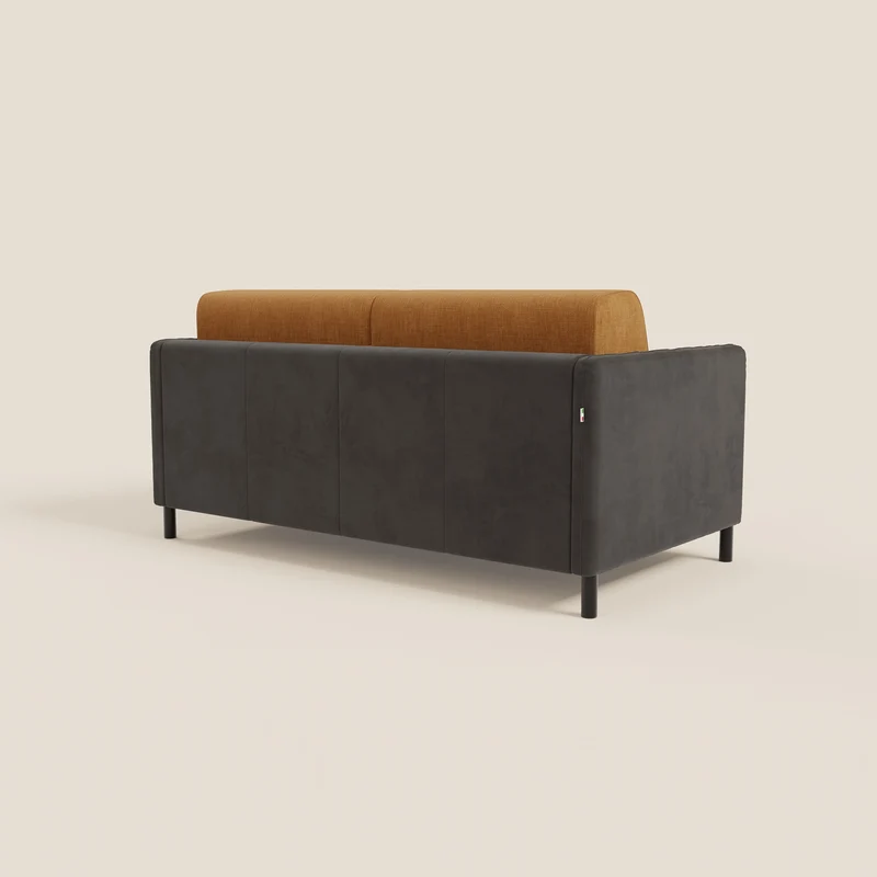 Narciso canapé convertible design avec matelas H18 cm, bicolor, structure en microfibre antitache et revêtement en élégant tissu imperméable T06 noir - ocre