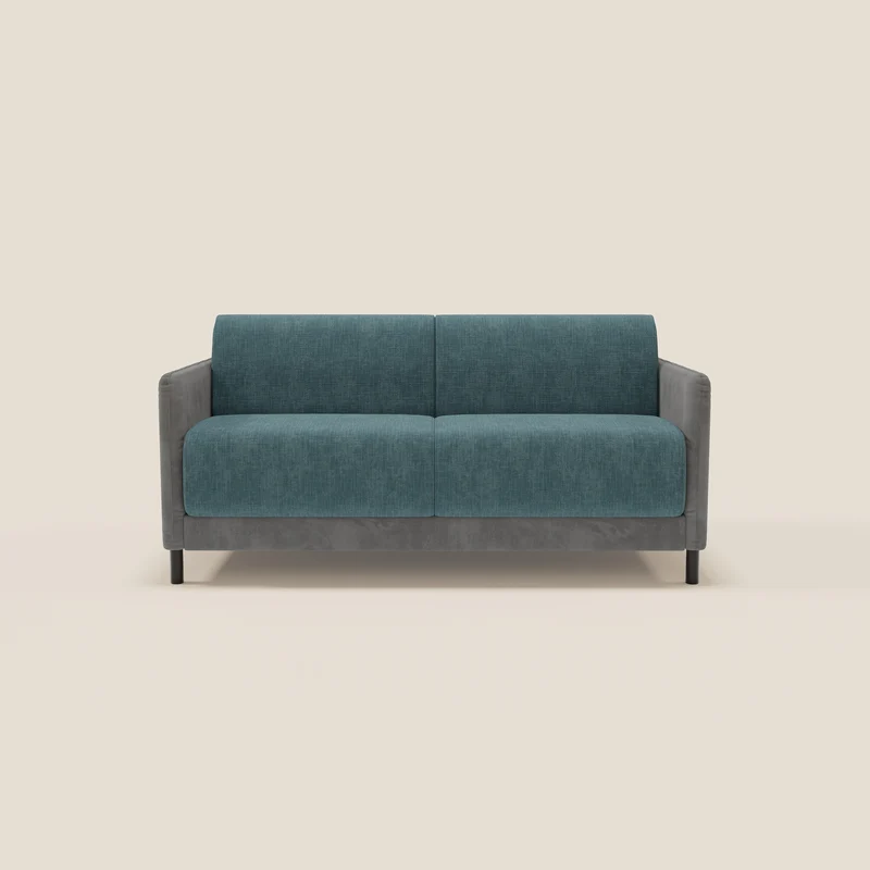 Narciso canapé convertible design avec matelas H18 cm, bicolor, structure en microfibre antitache et revêtement en élégant tissu imperméable T06 gris - bleu ciel