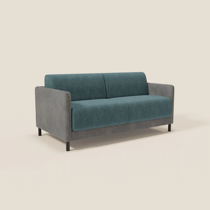 Narciso canapé convertible design avec matelas H18 cm, bicolor, structure en microfibre antitache et revêtement en élégant tissu imperméable T06 gris - bleu ciel
