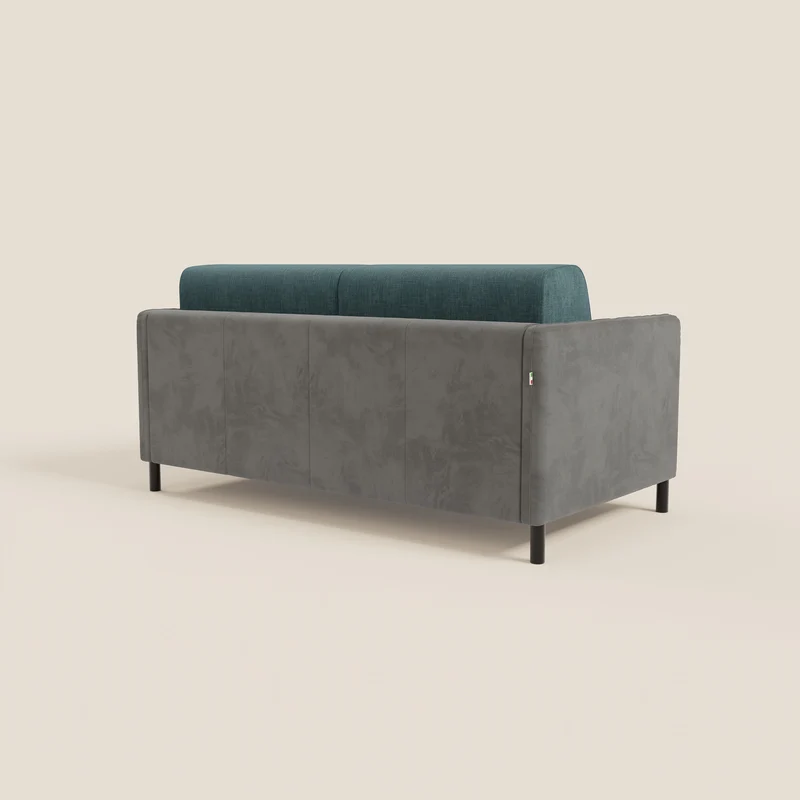 Narciso canapé convertible design avec matelas H18 cm, bicolor, structure en microfibre antitache et revêtement en élégant tissu imperméable T06 gris - bleu ciel