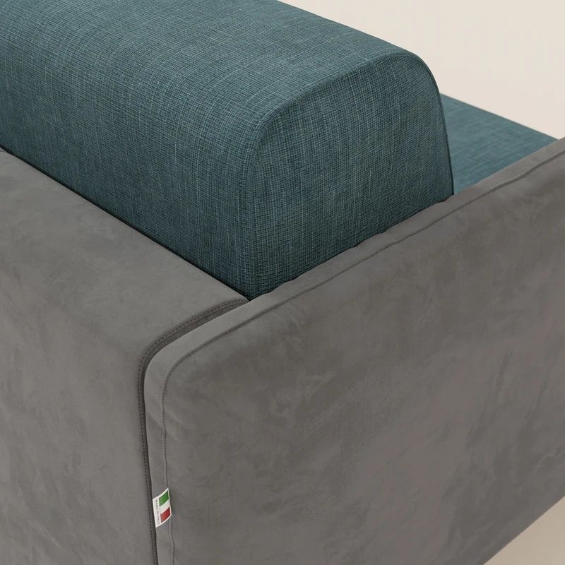 Narciso canapé convertible design avec matelas H18 cm, bicolor, structure en microfibre antitache et revêtement en élégant tissu imperméable T06 gris - bleu ciel