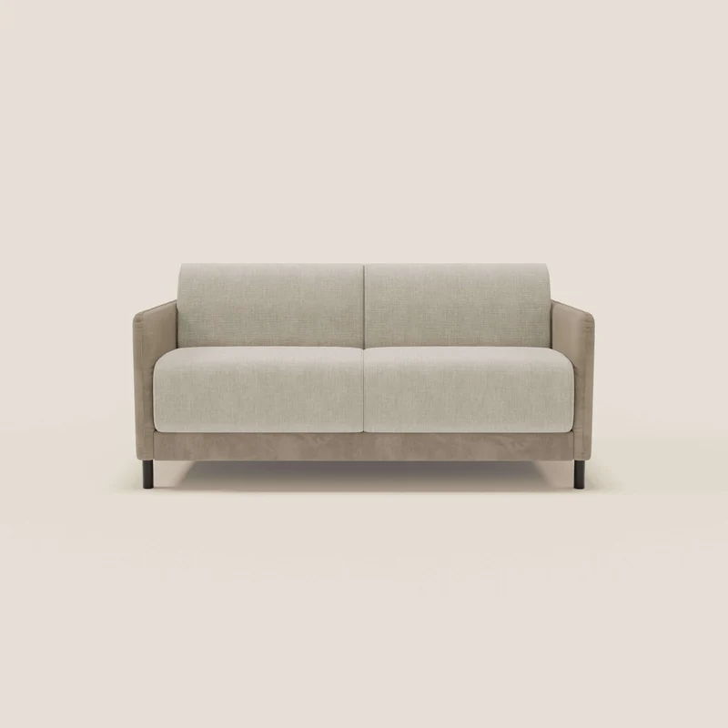 Narciso canapé convertible design avec matelas H18 cm, bicolor, structure en microfibre antitache et revêtement en élégant tissu imperméable T06 taupe - crème