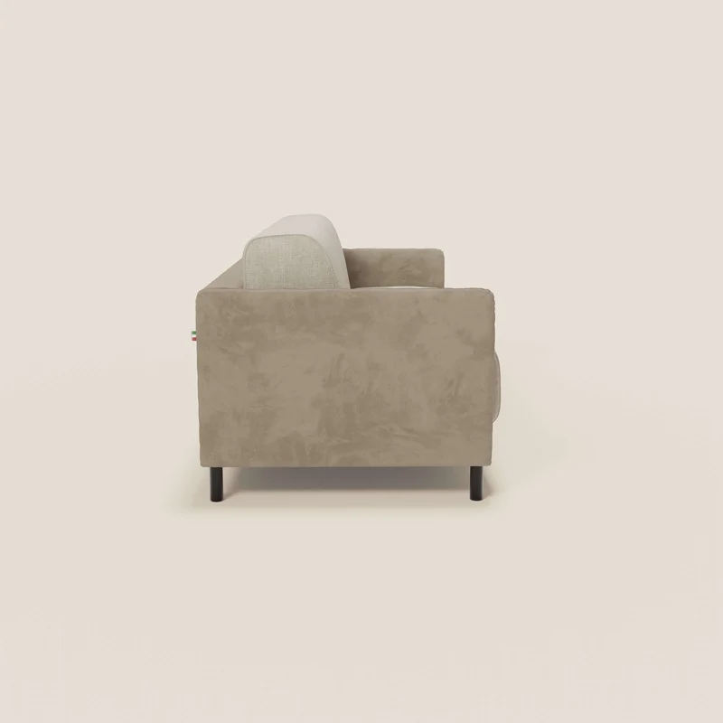 Narciso canapé convertible design avec matelas H18 cm, bicolor, structure en microfibre antitache et revêtement en élégant tissu imperméable T06 taupe - crème