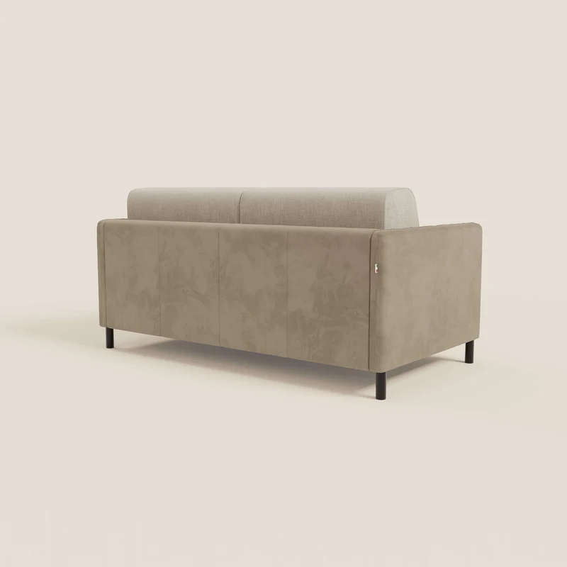 Narciso canapé convertible design avec matelas H18 cm, bicolor, structure en microfibre antitache et revêtement en élégant tissu imperméable T06 taupe - crème
