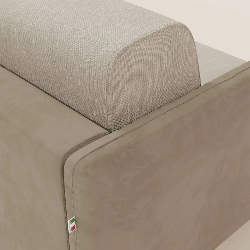 Narciso canapé convertible design avec matelas H18 cm, bicolor, structure en microfibre antitache et revêtement en élégant tissu imperméable T06 taupe - crème