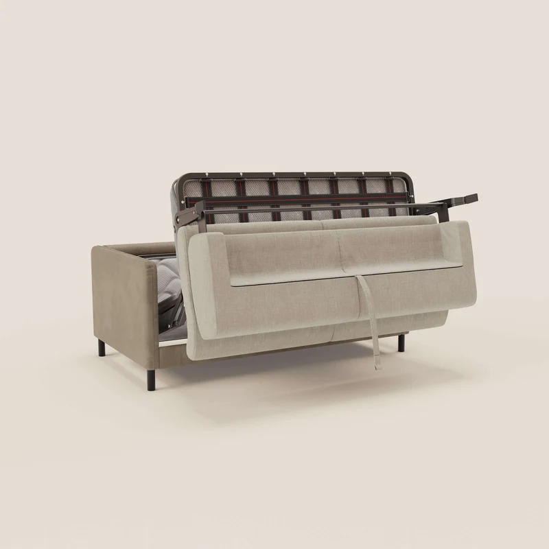 Narciso canapé convertible design avec matelas H18 cm, bicolor, structure en microfibre antitache et revêtement en élégant tissu imperméable T06 taupe - crème