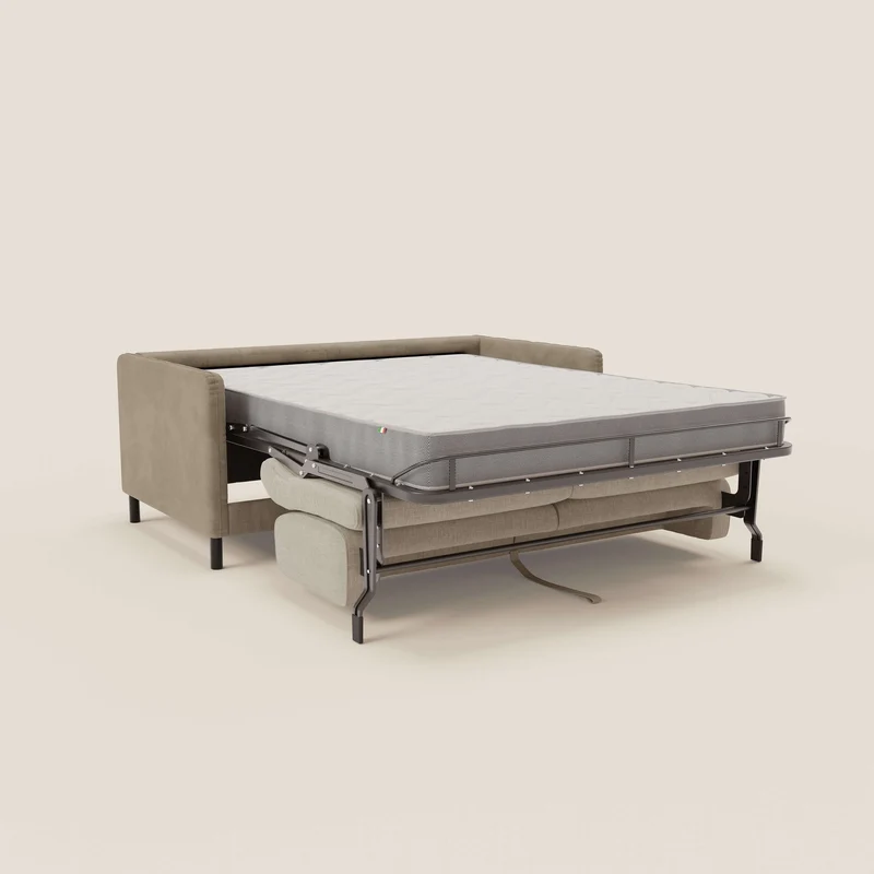 Narciso canapé convertible design avec matelas H18 cm, bicolor, structure en microfibre antitache et revêtement en élégant tissu imperméable T06 taupe - crème