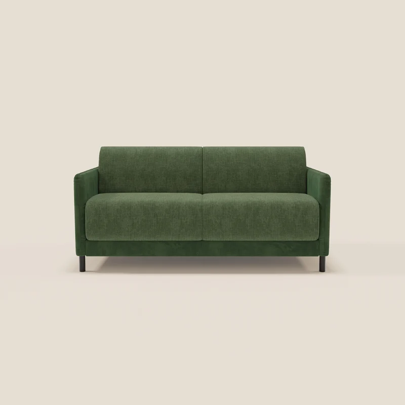Narciso canapé convertible design avec matelas H18 cm, bicolor, structure en microfibre antitache et revêtement en élégant tissu imperméable T06 vert - vert