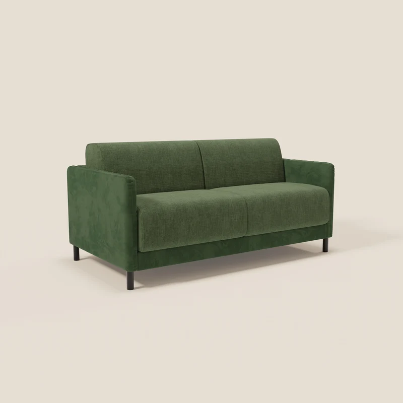 Narciso canapé convertible design avec matelas H18 cm, bicolor, structure en microfibre antitache et revêtement en élégant tissu imperméable T06 vert - vert
