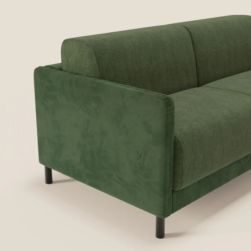Narciso canapé convertible design avec matelas H18 cm, bicolor, structure en microfibre antitache et revêtement en élégant tissu imperméable T06 vert - vert