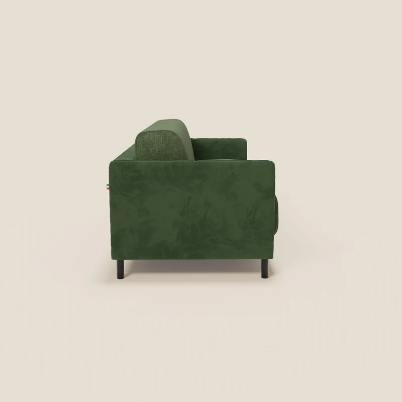 Narciso canapé convertible design avec matelas H18 cm, bicolor, structure en microfibre antitache et revêtement en élégant tissu imperméable T06 vert - vert