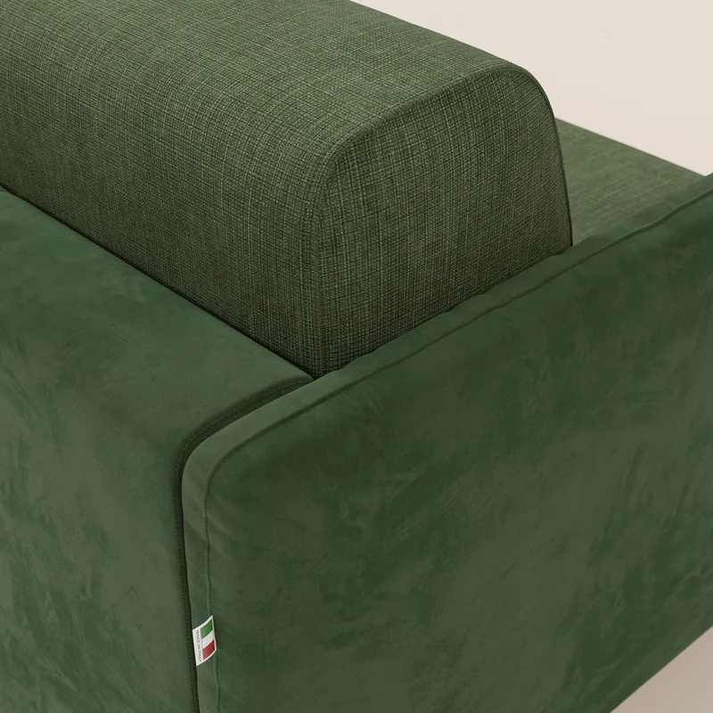 Narciso canapé convertible design avec matelas H18 cm, bicolor, structure en microfibre antitache et revêtement en élégant tissu imperméable T06 vert - vert