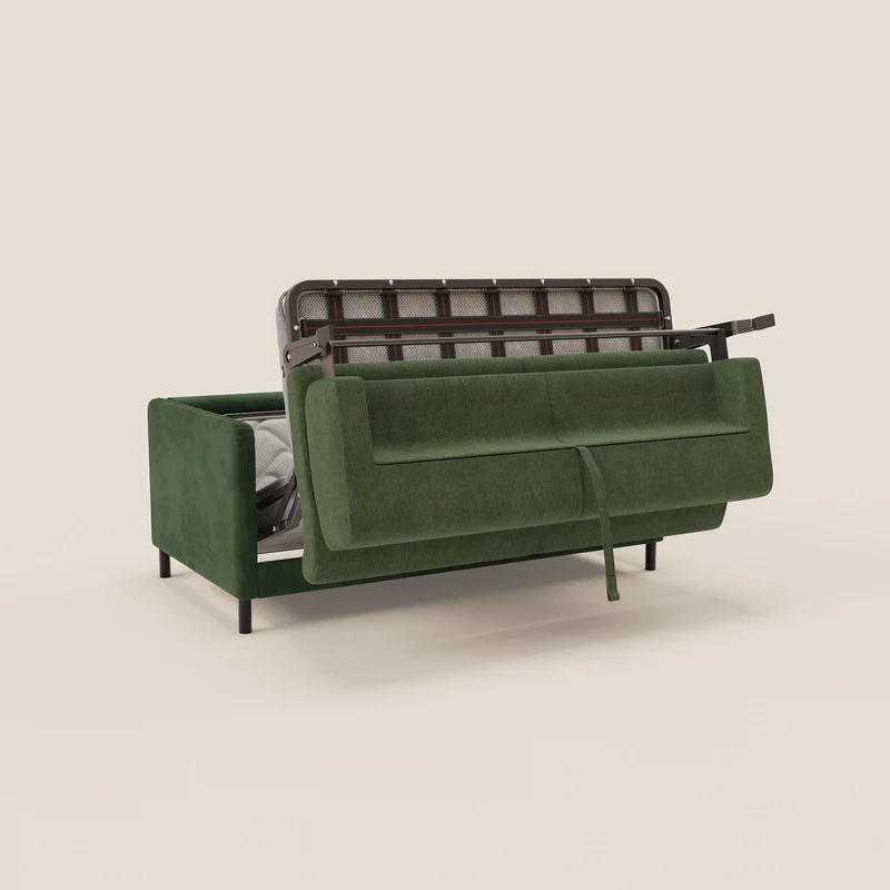 Narciso canapé convertible design avec matelas H18 cm, bicolor, structure en microfibre antitache et revêtement en élégant tissu imperméable T06 vert - vert