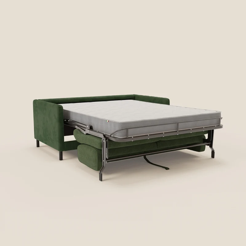 Narciso canapé convertible design avec matelas H18 cm, bicolor, structure en microfibre antitache et revêtement en élégant tissu imperméable T06 vert - vert