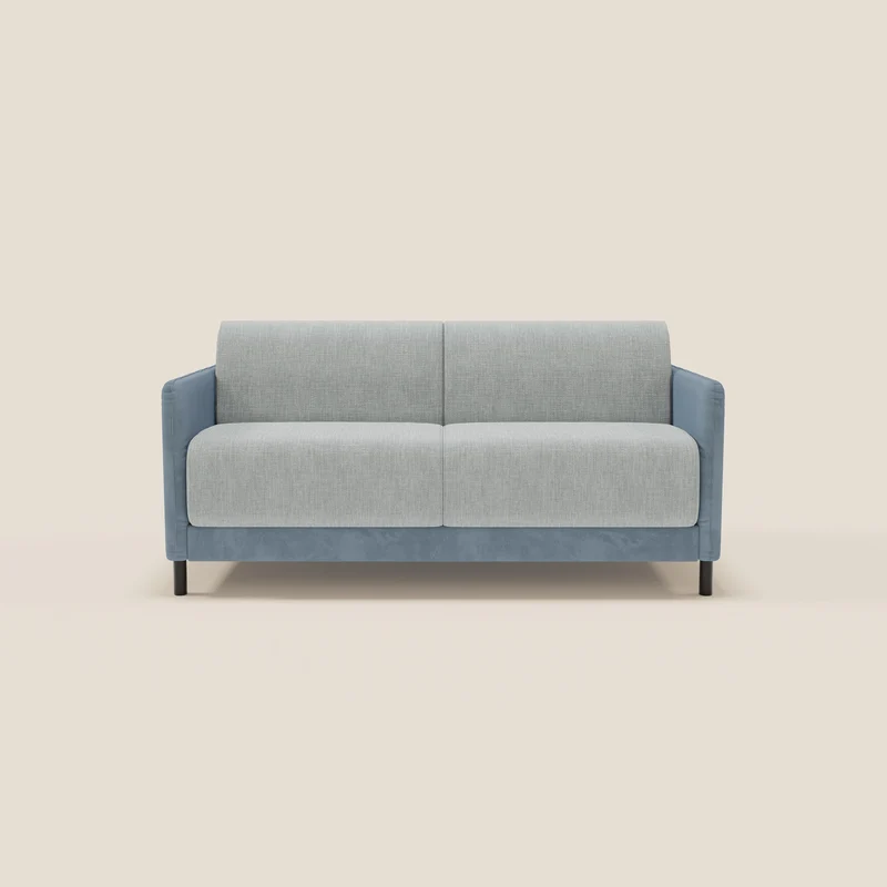 Narciso canapé convertible design avec matelas H18 cm, bicolor, structure en microfibre antitache et revêtement en élégant tissu imperméable T06 bleu pastel - bleu glacier