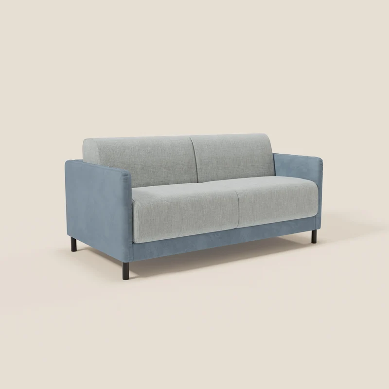 Narciso canapé convertible design avec matelas H18 cm, bicolor, structure en microfibre antitache et revêtement en élégant tissu imperméable T06 bleu pastel - bleu glacier