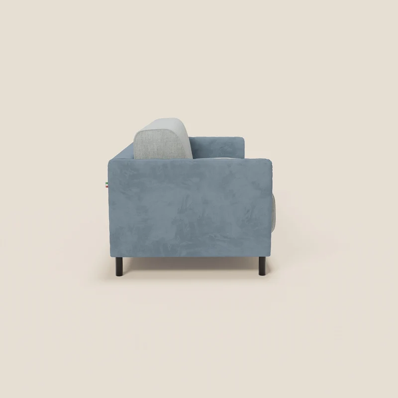 Narciso canapé convertible design avec matelas H18 cm, bicolor, structure en microfibre antitache et revêtement en élégant tissu imperméable T06 bleu pastel - bleu glacier