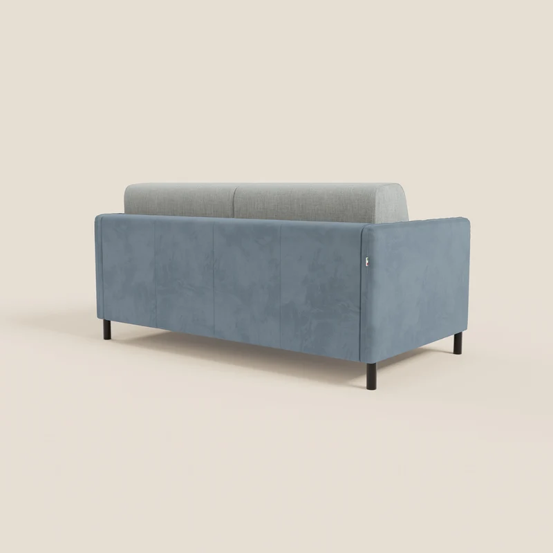 Narciso canapé convertible design avec matelas H18 cm, bicolor, structure en microfibre antitache et revêtement en élégant tissu imperméable T06 bleu pastel - bleu glacier
