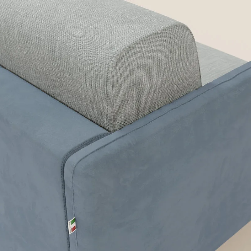 Narciso canapé convertible design avec matelas H18 cm, bicolor, structure en microfibre antitache et revêtement en élégant tissu imperméable T06 bleu pastel - bleu glacier