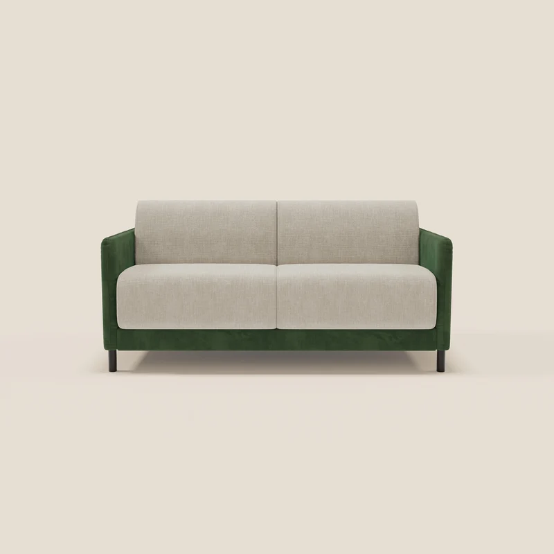 Narciso canapé convertible design avec matelas H18 cm, bicolor, structure en microfibre antitache et revêtement en élégant tissu imperméable T06 vert - crème