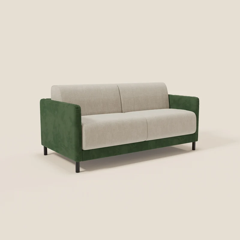 Narciso canapé convertible design avec matelas H18 cm, bicolor, structure en microfibre antitache et revêtement en élégant tissu imperméable T06 vert - crème